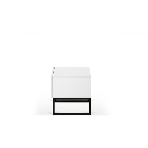 Bílý noční stolek s černými nohami TemaHome Mara, 50 x 51 cm