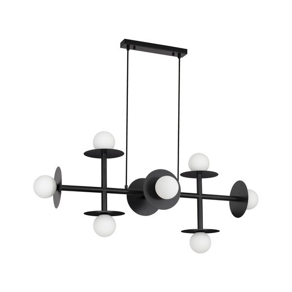 Valge/must metallist ripplamp klaasist varjuga Pielo - Nova Luce