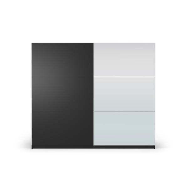 Must peegli- ja lükandustega riidekapp 250x215 cm Lisburn - Cosmopolitan Design