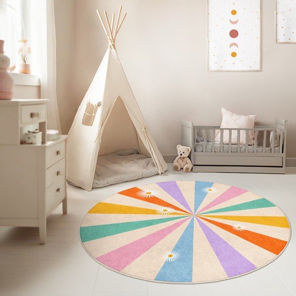 Pestav laste mänguvaip ø100 cm Rainbow Daisy - Mila Home-image-1