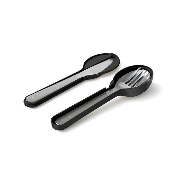 Must/hõbedane roostevabast terasest reisisöögiriistade komplekt (3 tk) To Go - Lékué-image-2