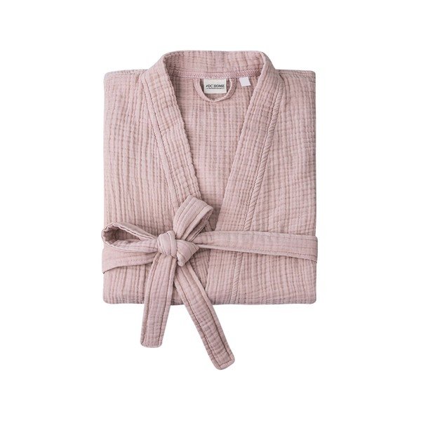 Roosa musliinist hommikumantel, suurus S/M Kimono - Foutastic-image-2