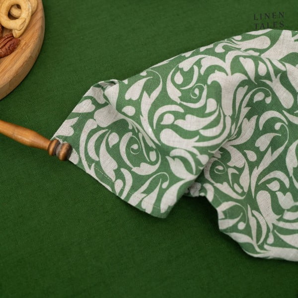 Linane salvrätik 40x40 cm Evergreen Damask - Linen Tales-image-4