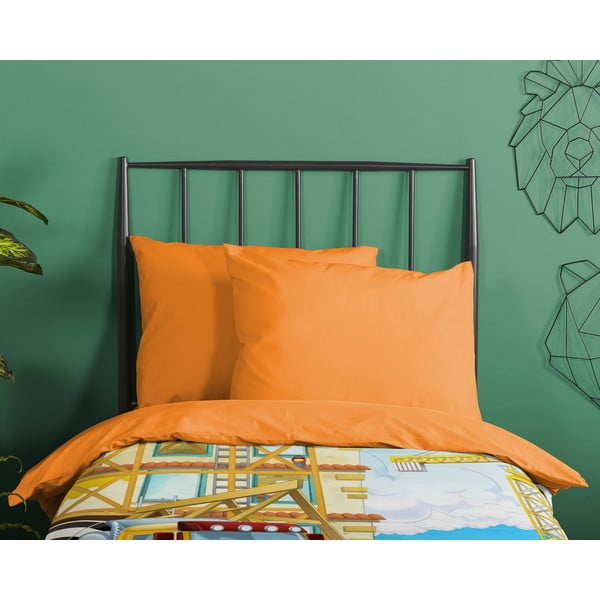 Oranž puuvillane laste voodipesu üheinimesevoodile 140x200 cm Building - Good Morning-image-2