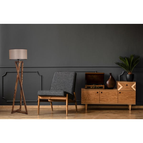 Pruun põrandavalgusti tekstiilist varjuga (kõrgus 166 cm) Maçka - Opviq lights-image-1