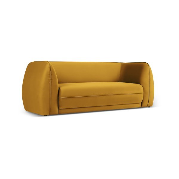 Kollane sametist diivan 190 cm Lando - Micadoni Home-image-2