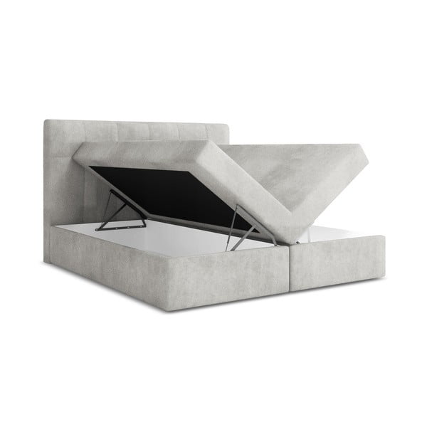 Hõbedane boxspring voodi panipaigaga 140x200 cm Palta – Makamii-image-1