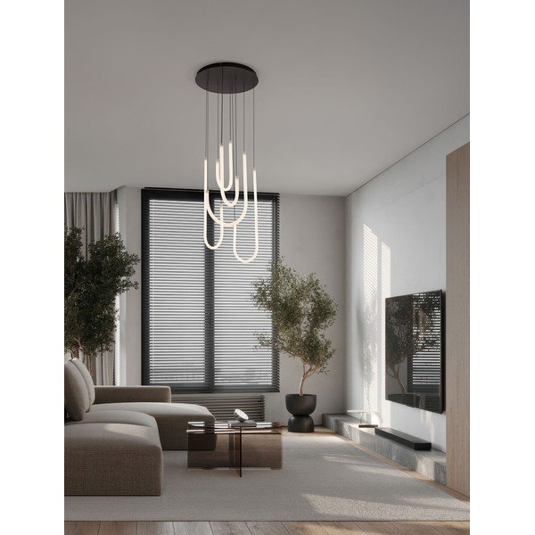 Valge/mattmust terasest hämardatav LED-rippvalgusti akrüülklaasist varjuga, ø 50 cm Topaz - Nova Luce-image-1