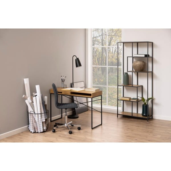 Must/loomulik tammepuust raamaturiiul 77x185 cm Seaford - Actona-image-4