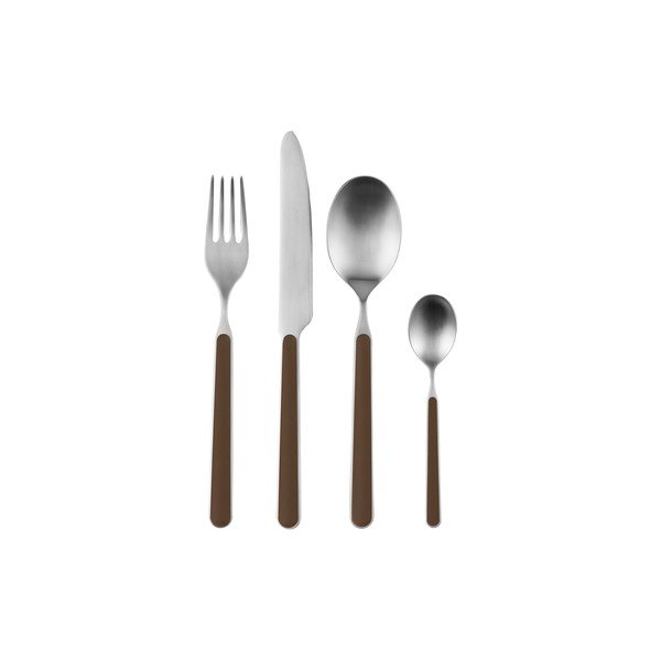 Pruunist/hõbedast roostevabast terasest söögiriistad, 4 tk ühele inimesele Noli - noo.ma
