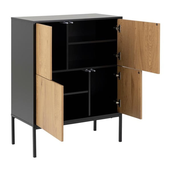 Must kõrge kummut tammedekooriga 80x103 cm Seaford - Actona-image-3