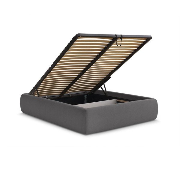 Tumehall polsterdatud kaheinimesevoodi koos panipaiga ja voodipõhjaga, ilma peatsita 160x200 cm Inera - Bobochic Paris-image-3