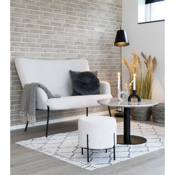 Valge-must ümmargune marmorist laud 70x70 cm Bolzano - House Nordic-image-1