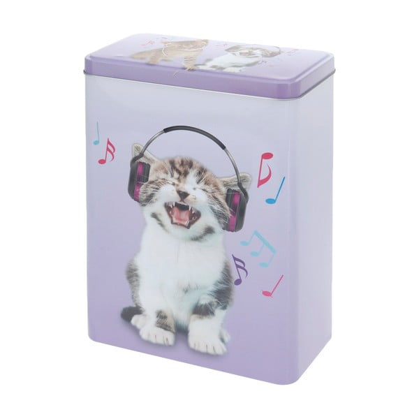 Kovová dóza Music Kitty, 18x25 cm