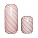 Komplekt 2 roosa ja valge klaasist vaasi Candy - Hübsch