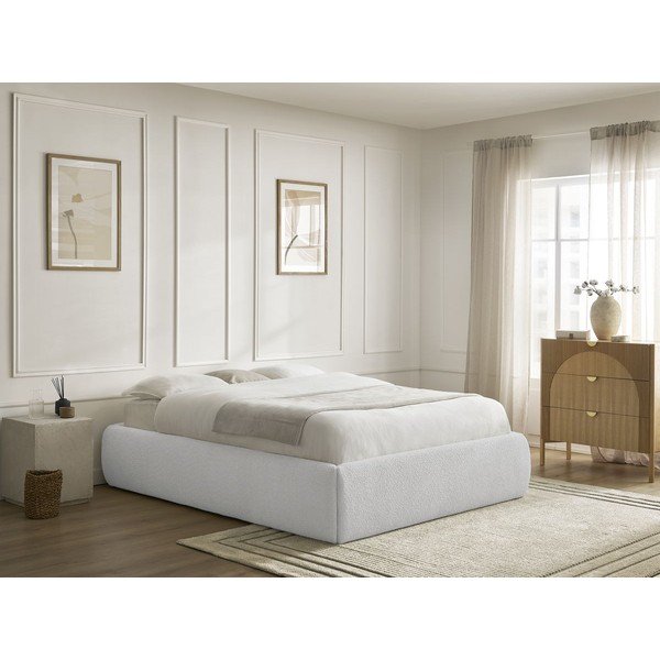 Helehall polsterdatud kaheinimesevoodi koos panipaiga ja voodipõhjaga, ilma peatsita 160x200 cm Inera - Bobochic Paris-image-1