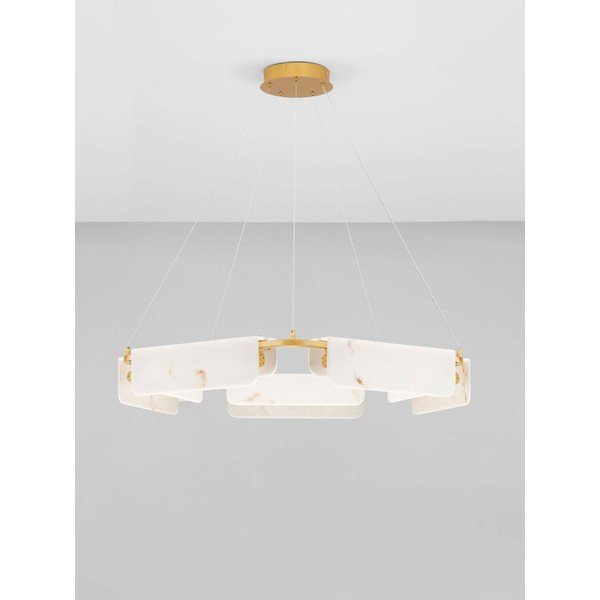 Kreemikas/messingvärvi LED-rippvalgusti marmorist dekooriga, hämardatav, ø 93 cm Aider - Nova Luce-image-4