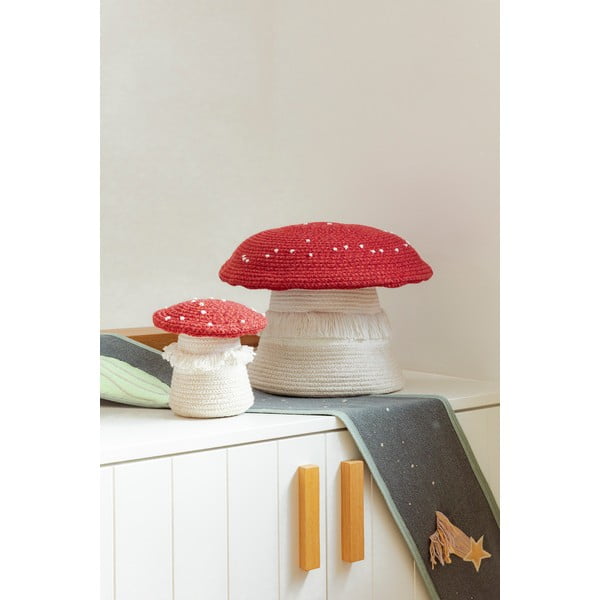 Punane-kreem kangast laste mänguasjakorv ø 38x33 cm Big Mushroom - Lorena Canals-image-1