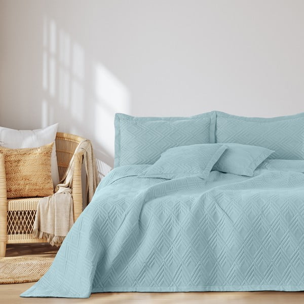 Helesinine tepitud mikrokiust voodikate 220x240 cm Ophelia - Restilo-image-3