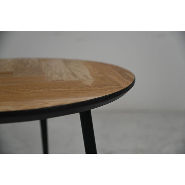 Mustast tammest ümmargune kohvilaud ø 60 cm Fishbone - HSM collection-image-1