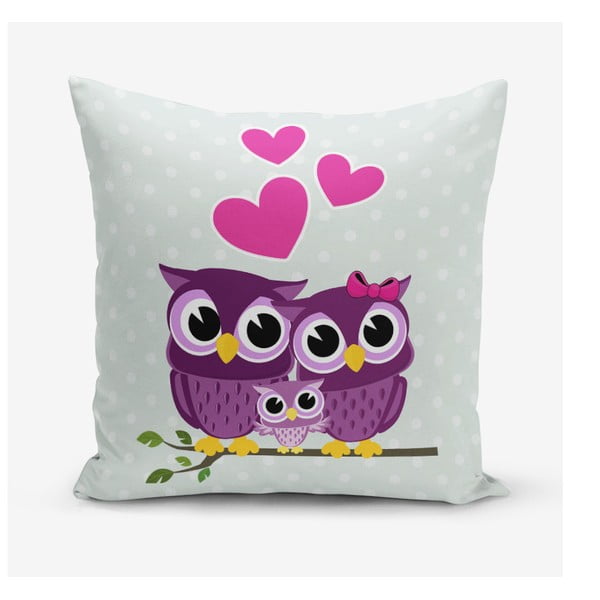 Puuvillasegust padjapüürus Hearts Owls, 45 x 45 cm - Minimalist Cushion Covers
