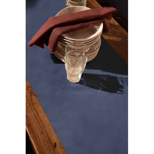 Sinine laudlina puuvillast ja linasest riidest , 45 x 135 cm Pure Menorca - Tierra Bella-image-1