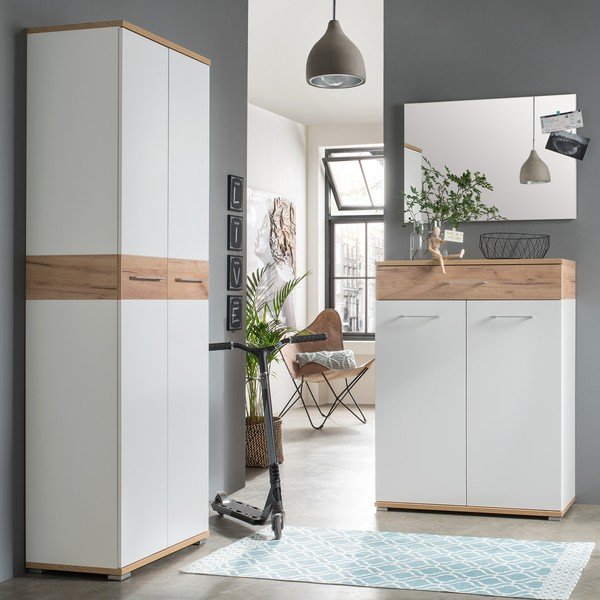 Valge naturaalne tamme dekoratsiooniga kingakapp koos sahtlitega Topix - Germania-image-4