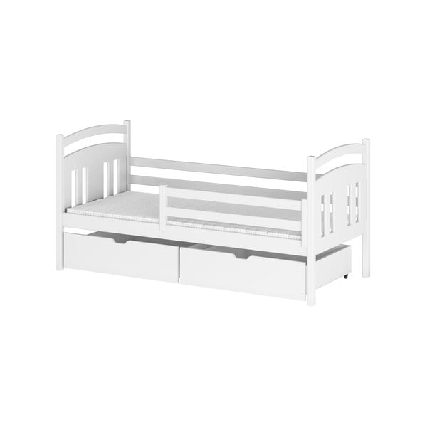 Bílá dětská postel z borovicového dřeva s úložným prostorem 80x200 cm Kate - Lano Meble