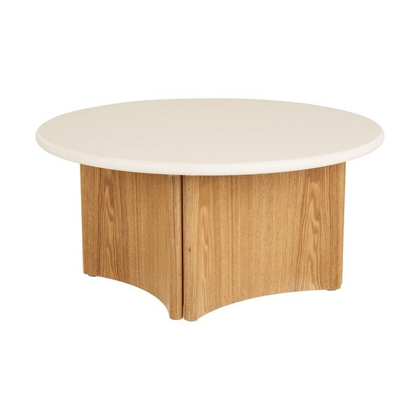 Valge/naturaalne ümmargune kohvilaud betoonist pealispinnaga ø 80 cm Motril - House Nordic-image-4