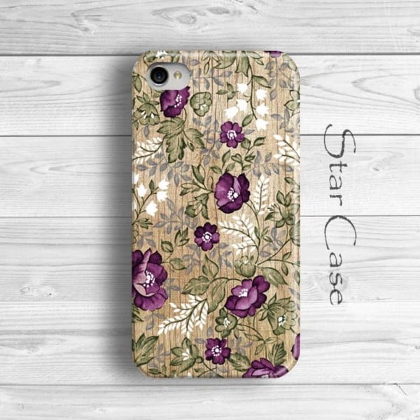 Obal na iPhone 5/5S Wood Floral Purple