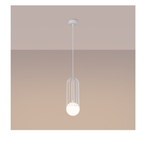 Valge rippvalgusti klaasist varjuga Belinda - Sollux-image-2