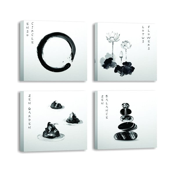 Maalid 4 tk komplektis 30x30 cm Japanese Zen - Wallity