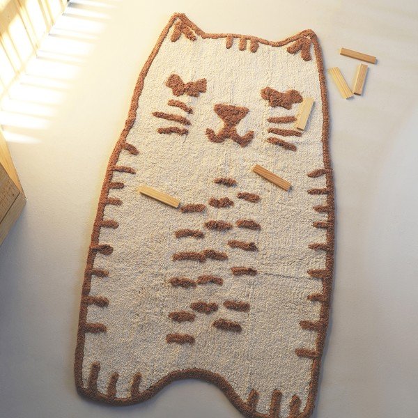 Kreem käsitsi kootud puuvillane pestav laste vaip 65x120 cm Little Charlie - Nattiot-image-1