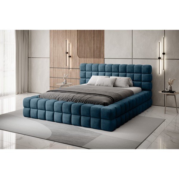 Sinine polsterdatud kaheinimesevoodi koos panipaiga ja voodipõhjaga 140x200 cm Dizzle - ELTAP-image-1