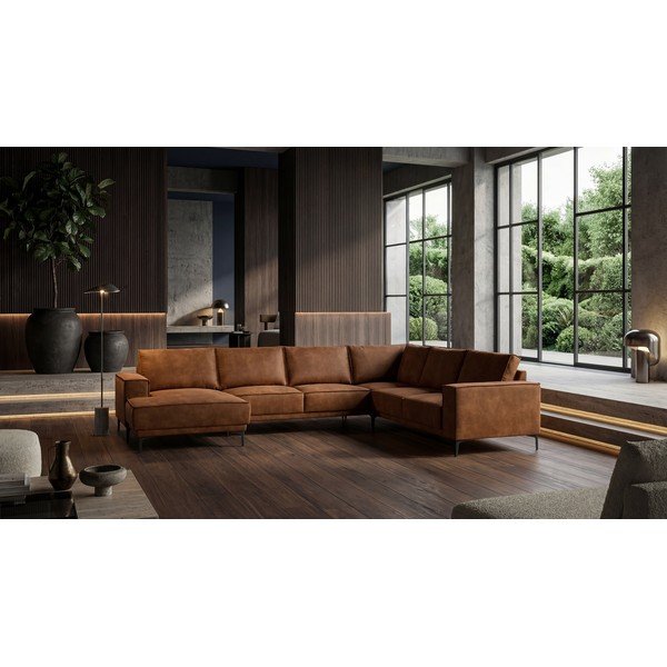 Pruun kunstnahast nurgadiivan (vasak nurk/"U") Copenhagen - Scandic-image-1