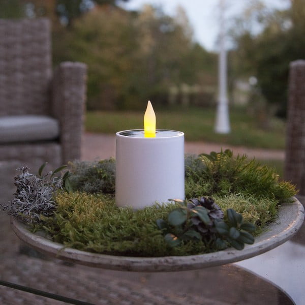 Valge päikesepaneeliga LED-küünal, kõrgus 7,3 cm Saul - Star Trading-image-1