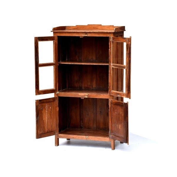 Prosklená skříň Goa 79x143 cm, hnědá patina-image-1