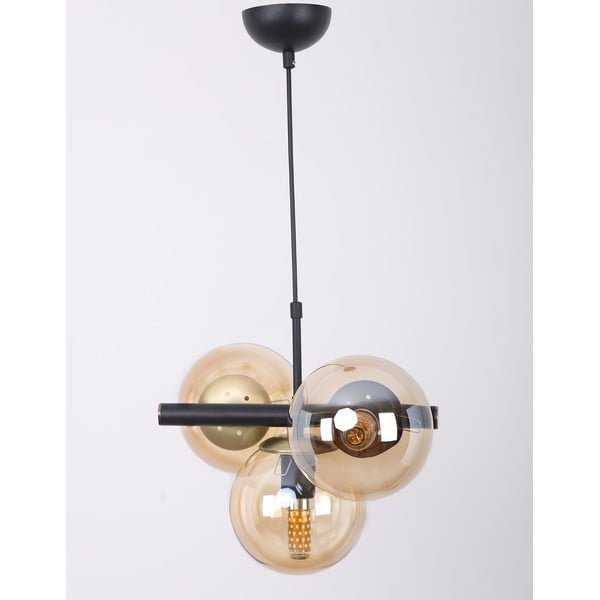 Kollane-must klaasist varjuga rippvalgusti ø 15 cm Cascade – Squid Lighting-image-2