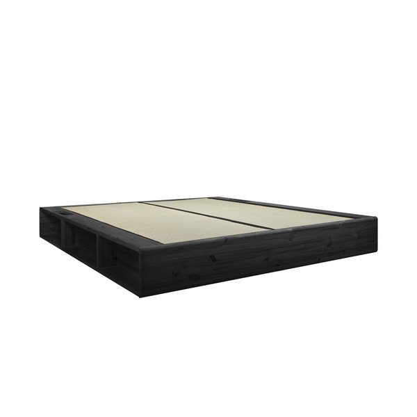 Černá dvoulůžková postel z masivního dřeva s černým futonem Comfort a tatami Karup Design Ziggy, 140 x 200 cm-image-4
