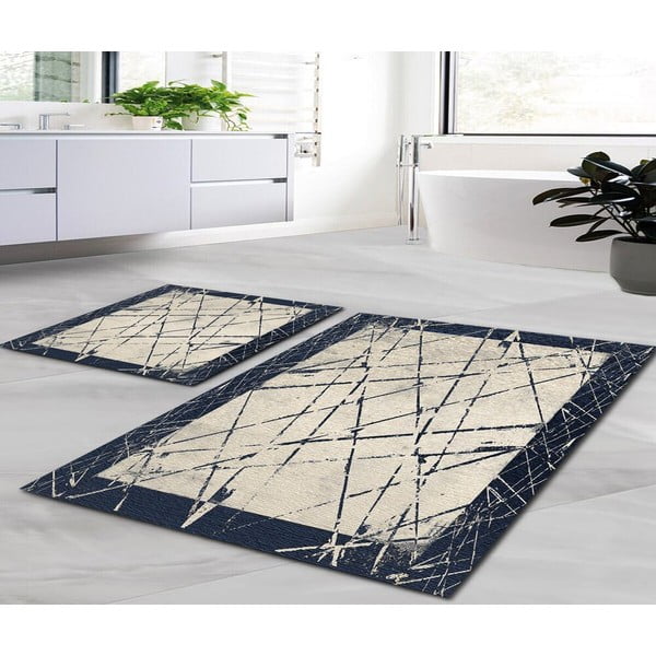 Sinised-beežid vannitoamatid 2tk komplektis 60x100 cm Geometric – Mila Home-image-1