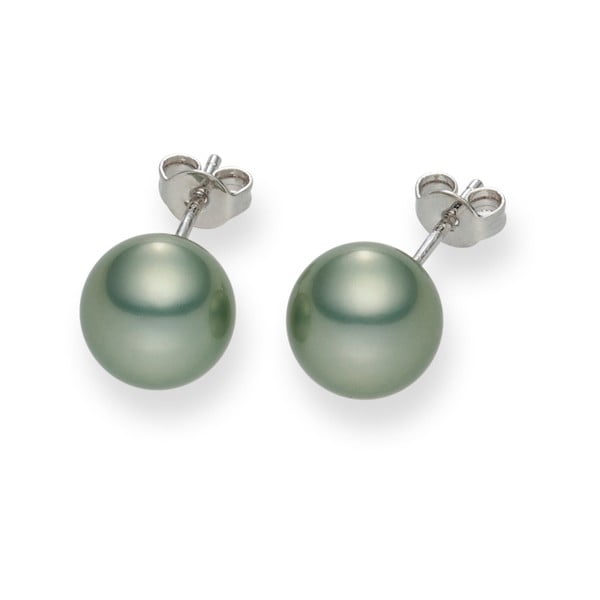 Světle zelené perlové náušnice Pearls of London Mystic