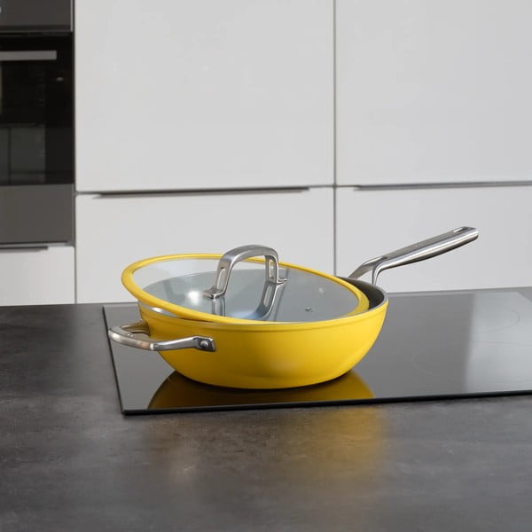 Alumiiniumist wok-pann koos kaane ja mittenakkuva pinnaga ø 28 cm Meda 3.0 - FABINI-image-1