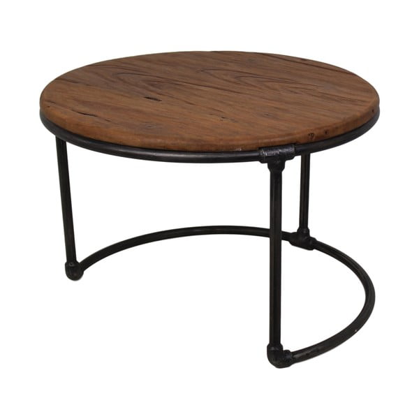 Odkládací stolek ze teakového dřeva a kovu HSM collection Round, 60 x 60 cm