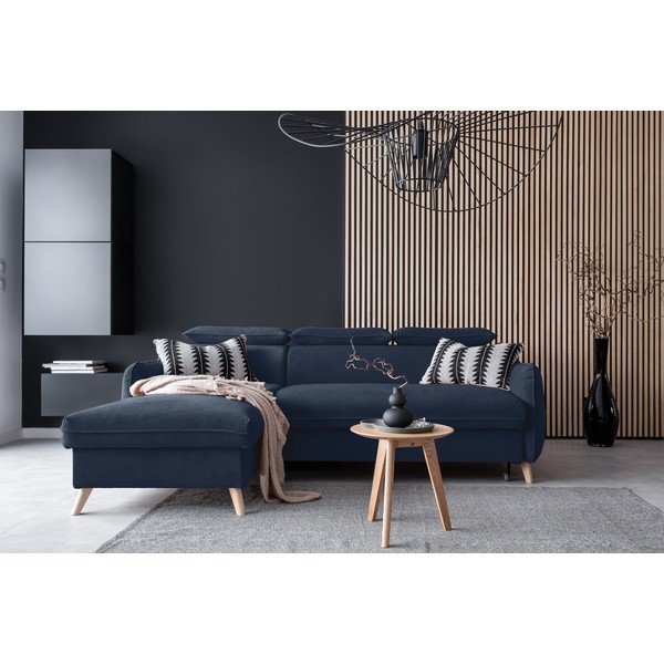 Tumesinine sametist nurgadiivan (vasak nurk) Sweet Harmony - Miuform-image-1