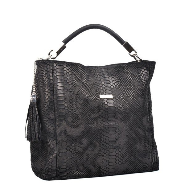 Černá kožená kabelka Carla Ferreri Druhno-image-2