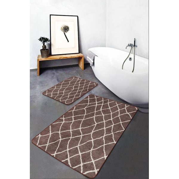Pruunid sametist vannitoamatid 2tk komplektis 60x100 cm - Mila Home-image-4