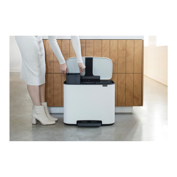 Valge astmeline terasest prügikast sorteeritud jäätmete jaoks 33 l Bo - Brabantia-image-2