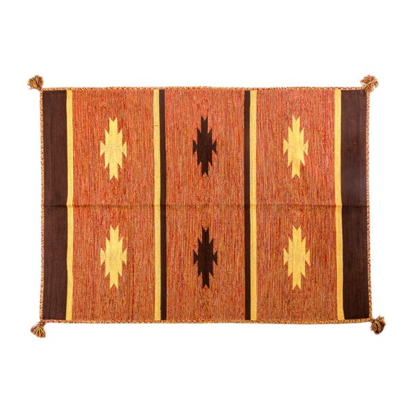 Oranžový ručně tkaný koberec Navaei & Co Kalush Kilim 112, 200 x 140 cm