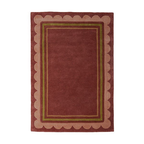 Burgundiapunane käsitsi kootud villane vaip 160x230 cm Lois - Flair Rugs