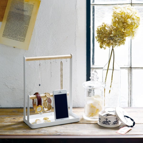 Valge multifunktsionaalne statiiv pöögist detailidega Tosca - YAMAZAKI-image-1